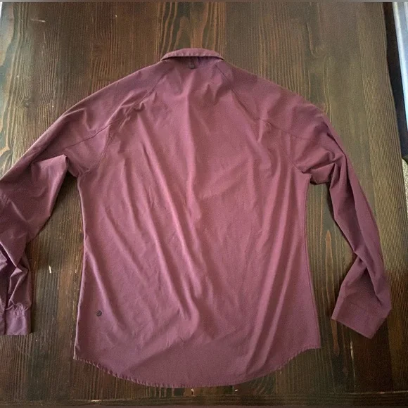 Lululemon | Voyage Long Sleeve Buttondown | Wee Stripe Black Cherry Prep Red | L - Picture 4 of 10